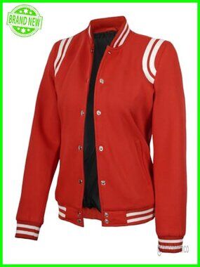 Women's Varsity Letterman Fleece Jacket with Ribbed Collar